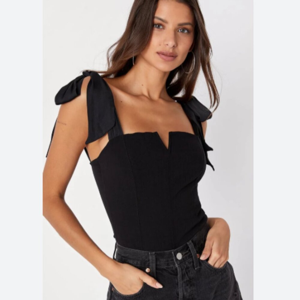 Free People Lola Bodysuit Black 2M1269